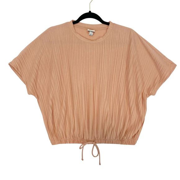 A New Day Top Womens Small Pink Pleated According Relaxed Drawstring Lightweight - Picture 1 of 5